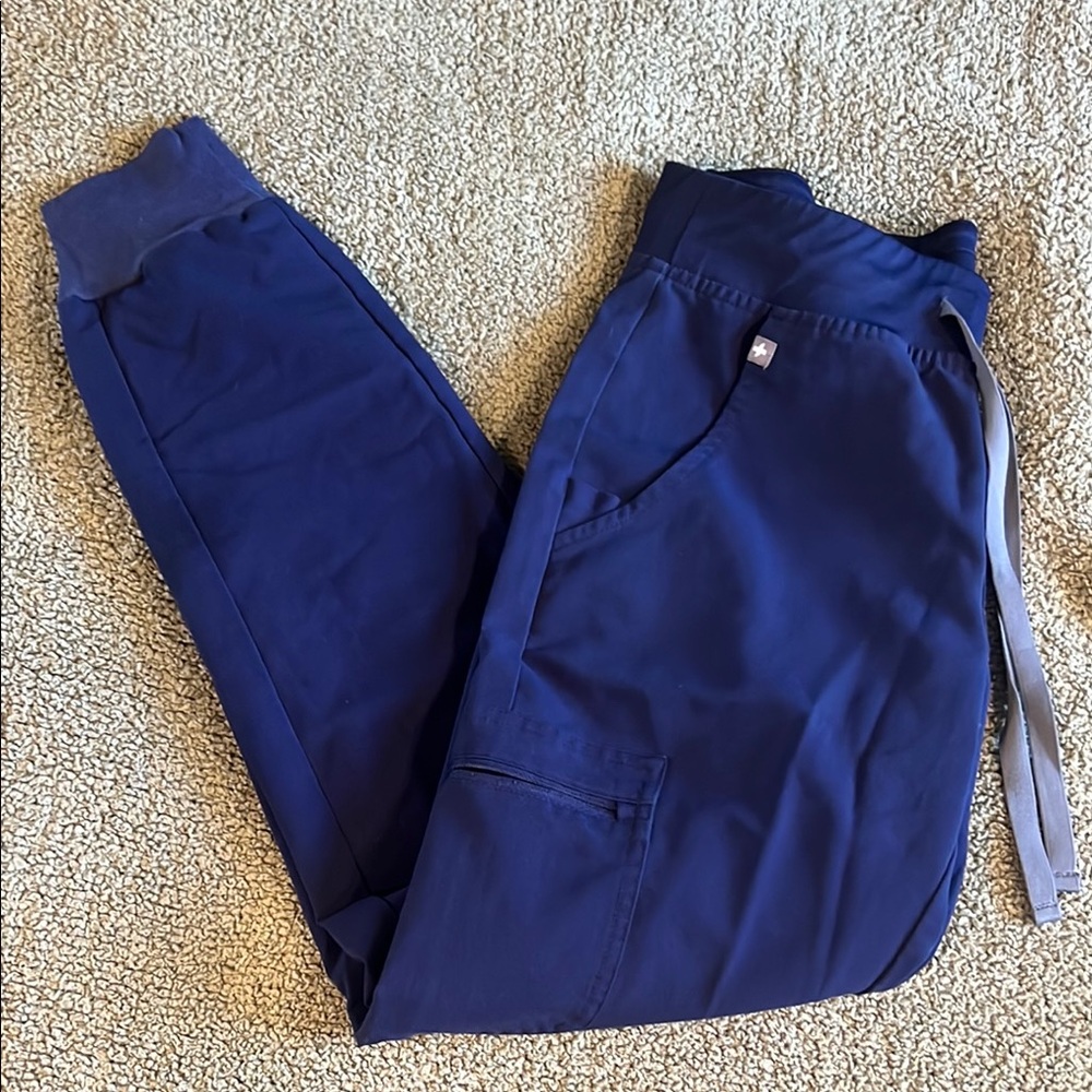 Figs Blue Athletic Joggers with Elastic Waistband